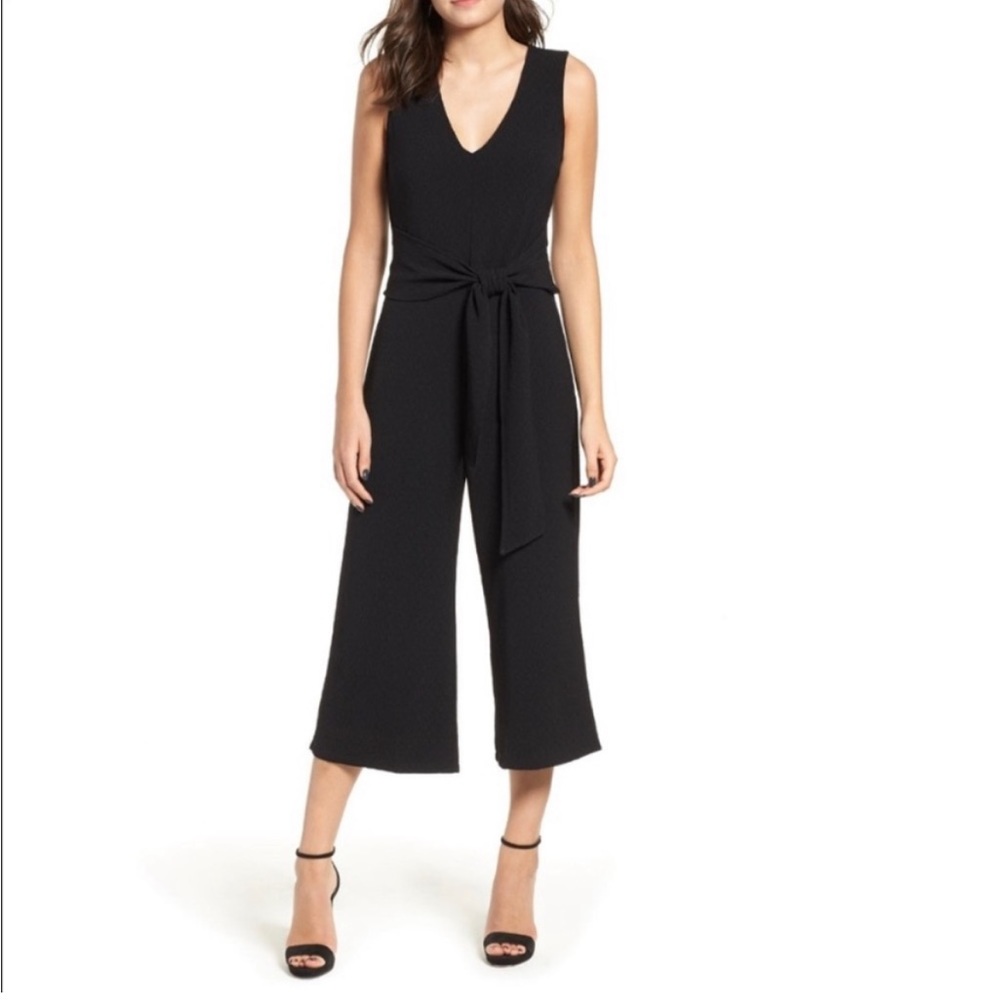 ASTR THE LABEL Tie Front wide Leg Jumpsuit